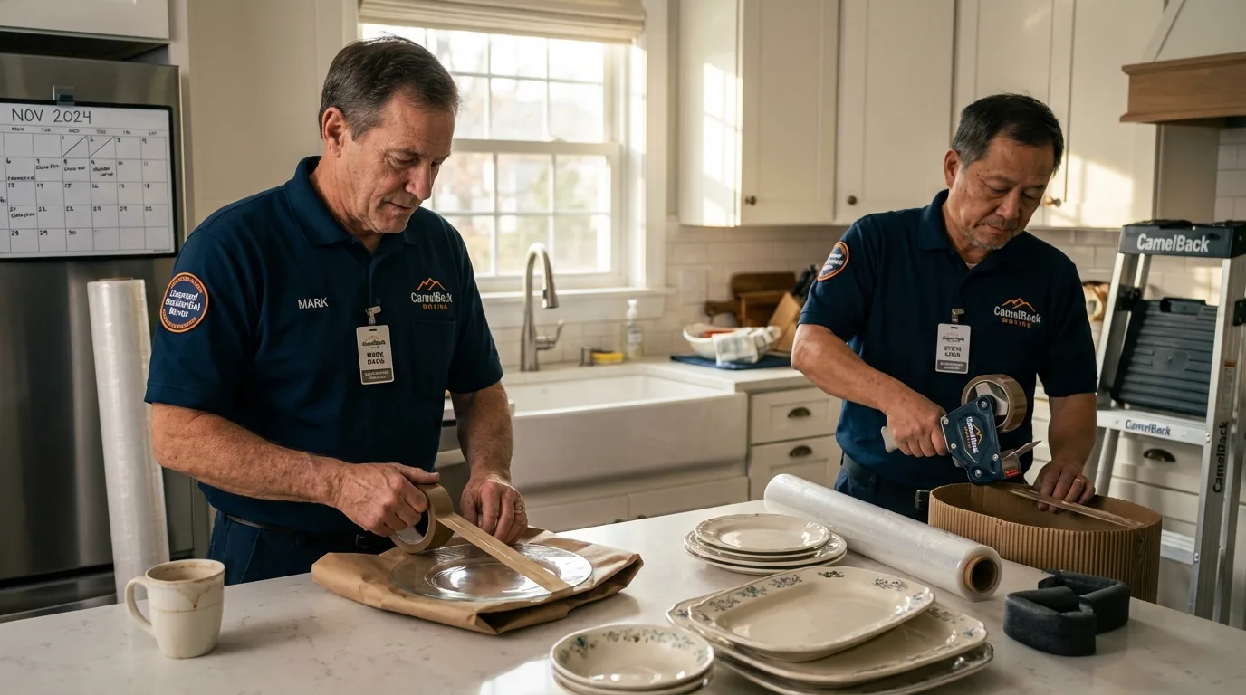 Professional crew packing kitchen dishware in Tarrytown, NY